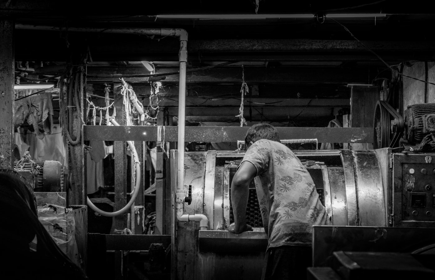 Factory workers in an Indian industrial facility